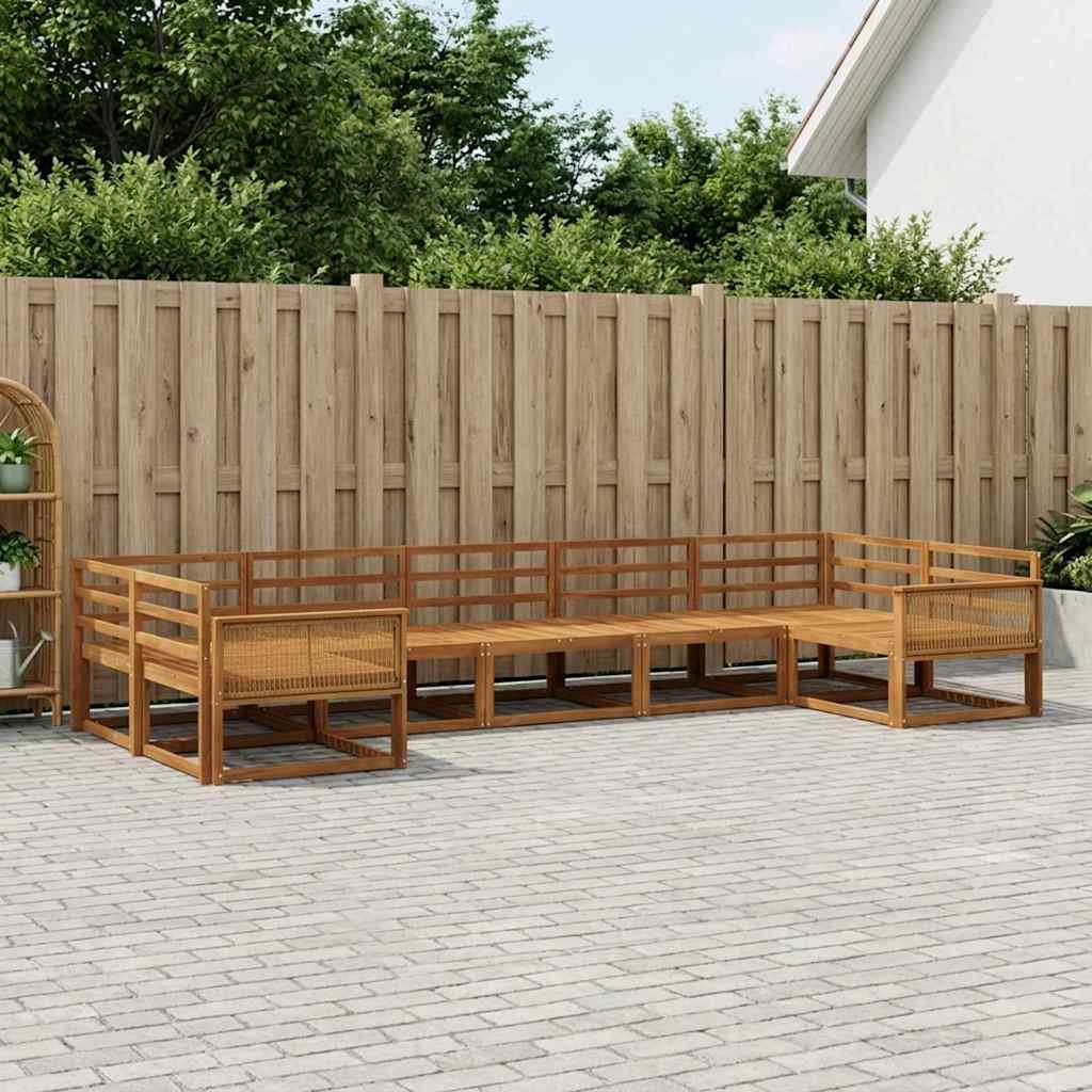 Outdoor Sofa Set 7 pcs Natural Solid Acacia Wood