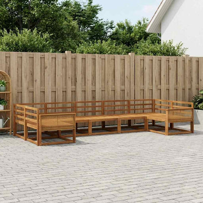 Outdoor Sofa Set 7 pcs Natural Solid Acacia Wood