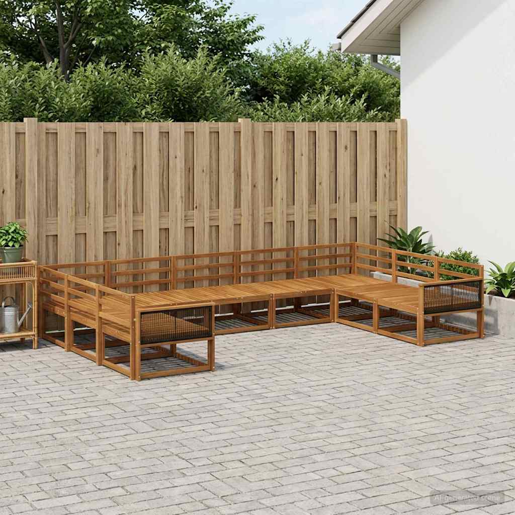 Outdoor Sofa Set 9 pcs Natural Solid Acacia Wood