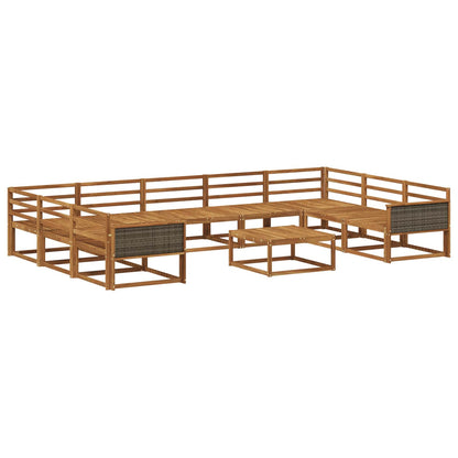 Outdoor Sofa Set 10 pcs Natural Solid Acacia Wood