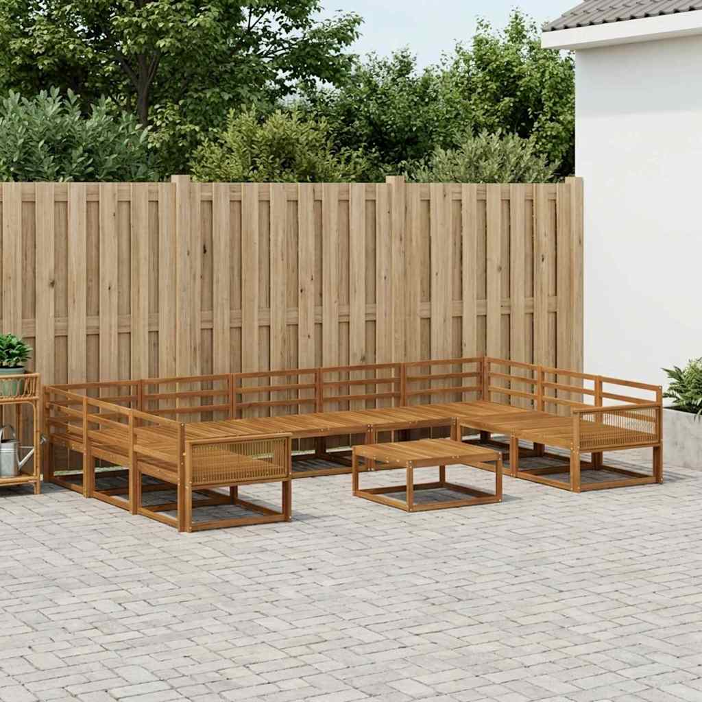 Outdoor Sofa Set 10 pcs Natural Solid Acacia Wood