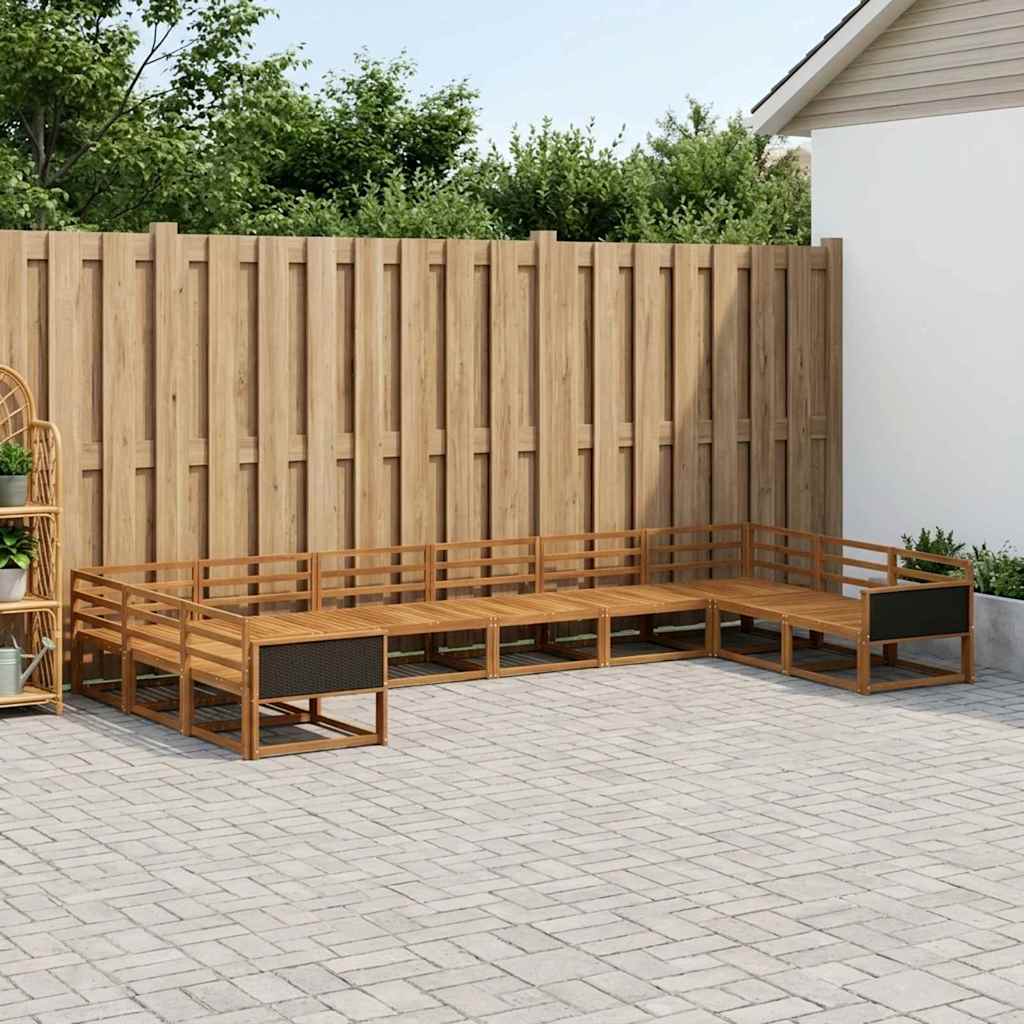 Outdoor Sofa Set 10 pcs Natural Solid Acacia Wood