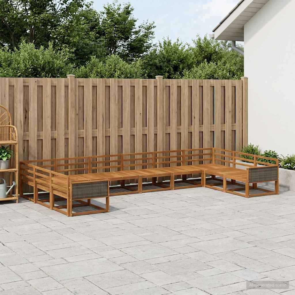 Outdoor Sofa Set 10 pcs Natural Solid Acacia Wood