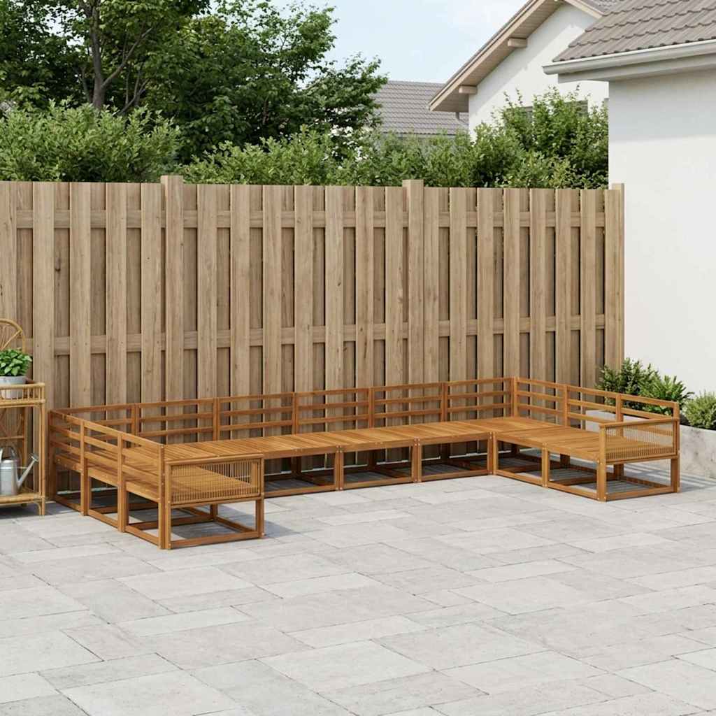 Outdoor Sofa Set 10 pcs Natural Solid Acacia Wood
