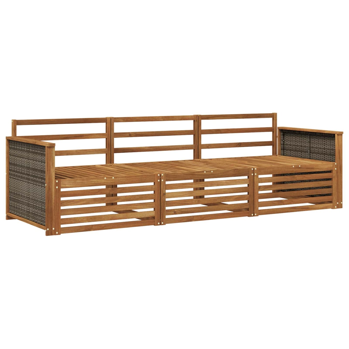 Outdoor Sofa Set 3 pcs Natural Solid Acacia Wood