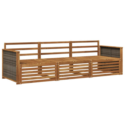 Outdoor Sofa Set 3 pcs Natural Solid Acacia Wood