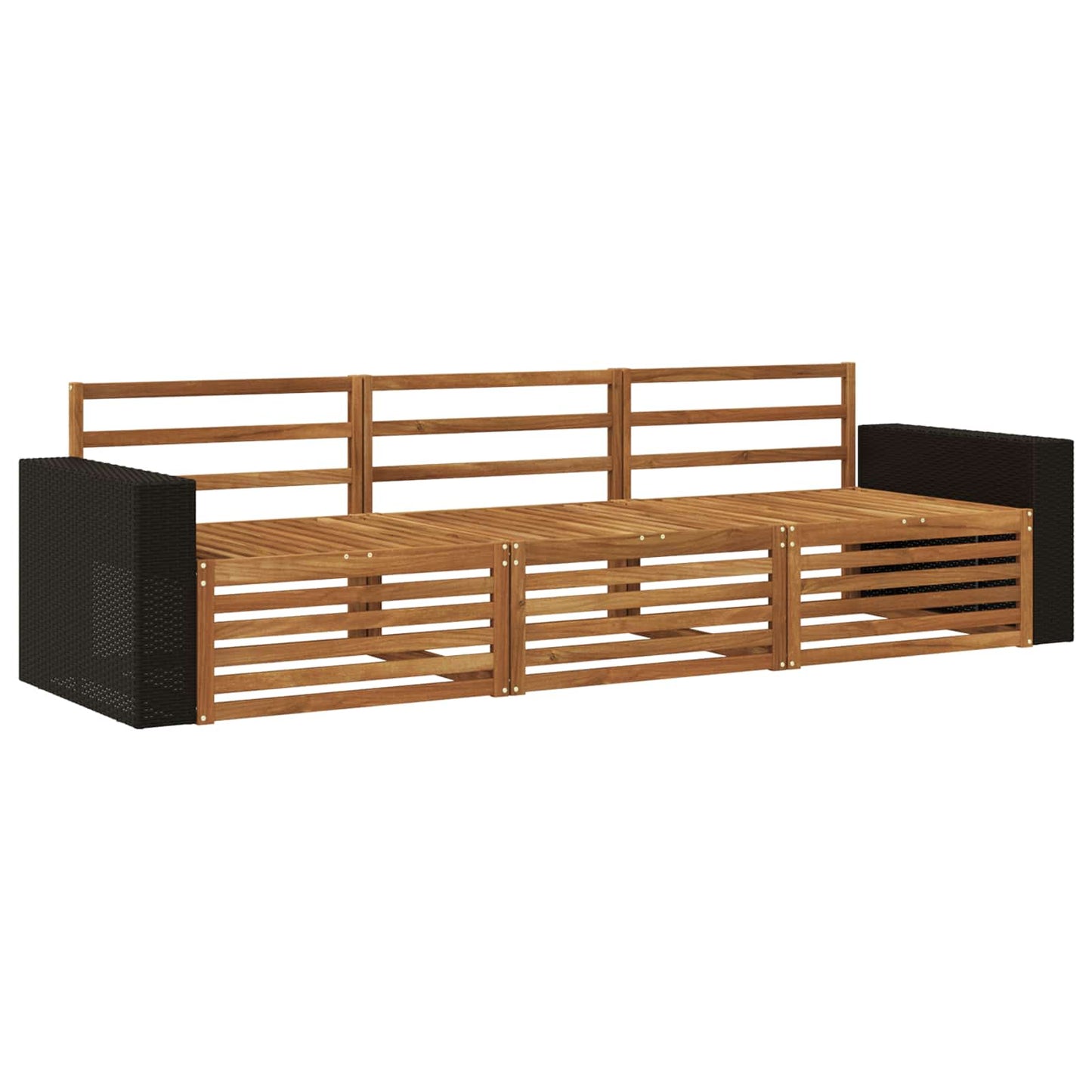Outdoor Sofa Set 3 pcs Natural Solid Acacia Wood