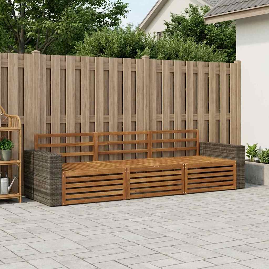Outdoor Sofa Set 3 pcs Natural Solid Acacia Wood