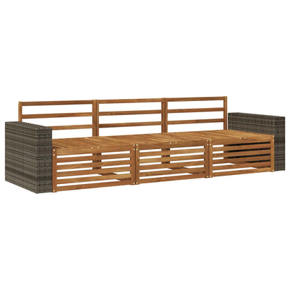 Outdoor Sofa Set 3 pcs Natural Solid Acacia Wood