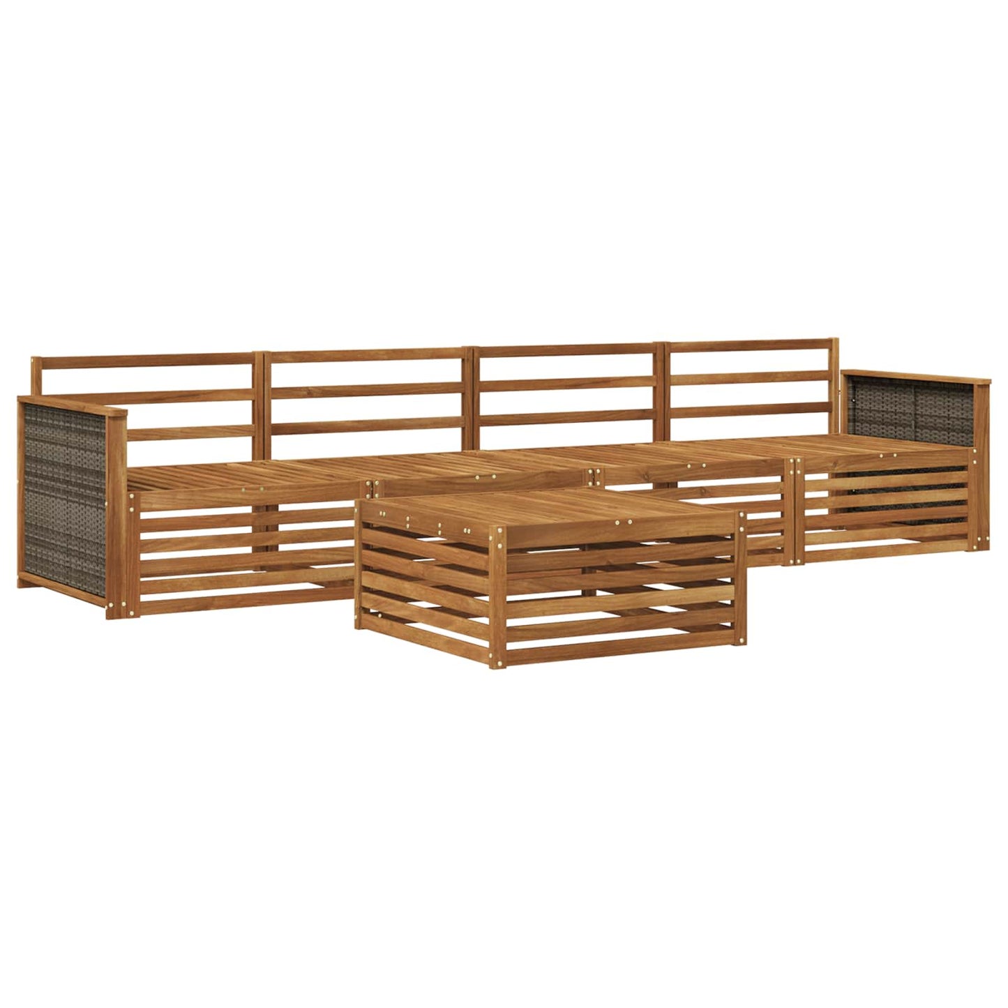Outdoor Sofa Set 5 pcs Natural Solid Acacia Wood