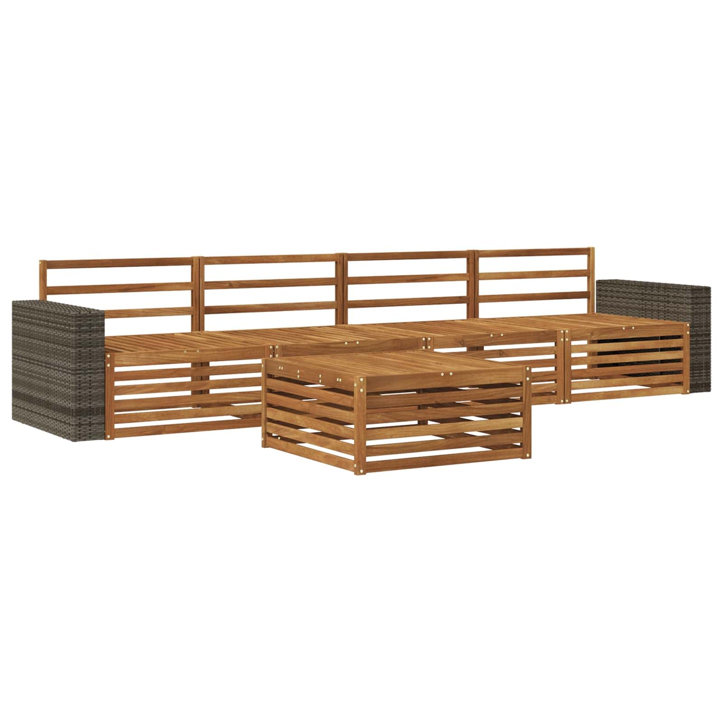 Outdoor Sofa Set 5 pcs Natural Solid Acacia Wood