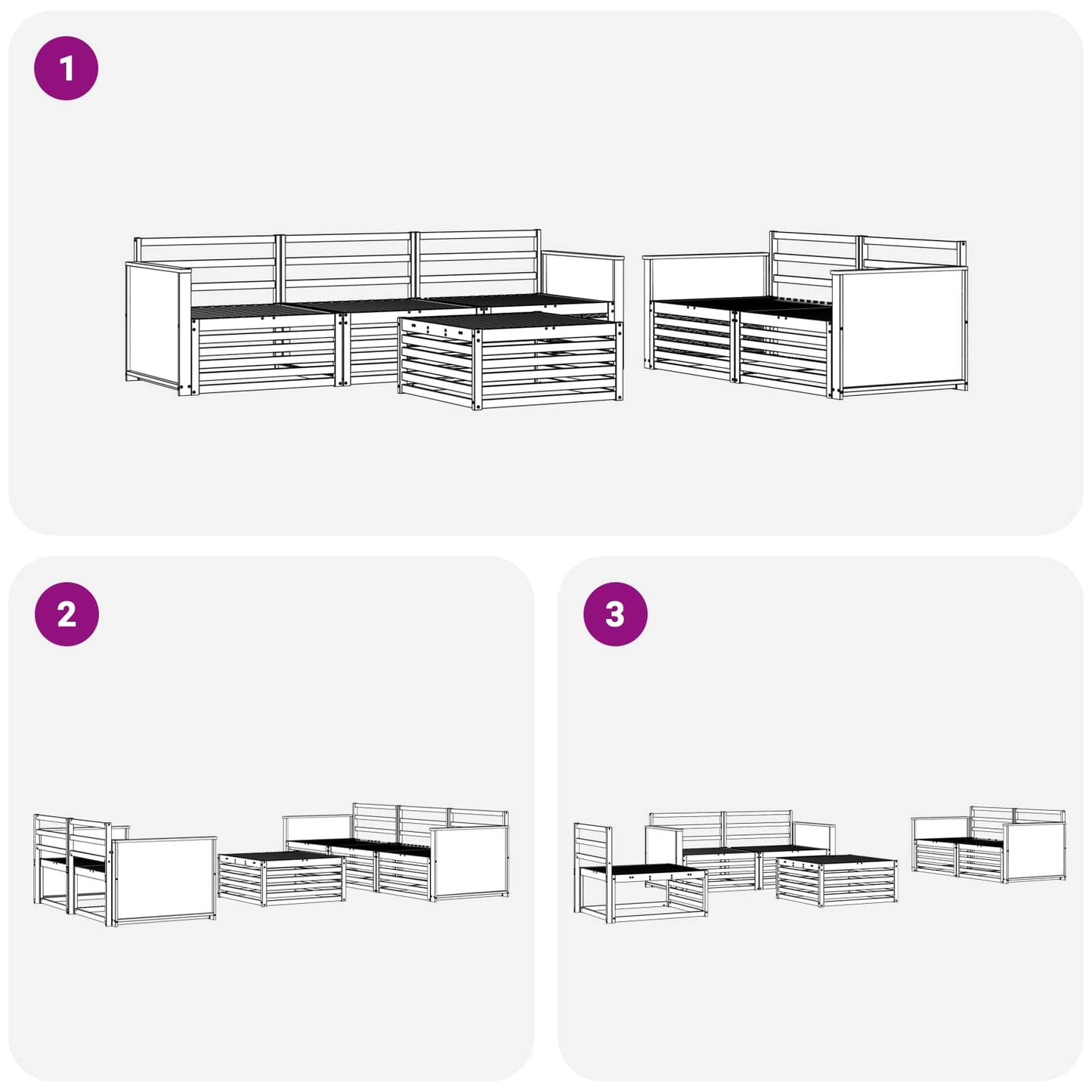 Outdoor Sofa Set 6 pcs Natural Solid Acacia Wood