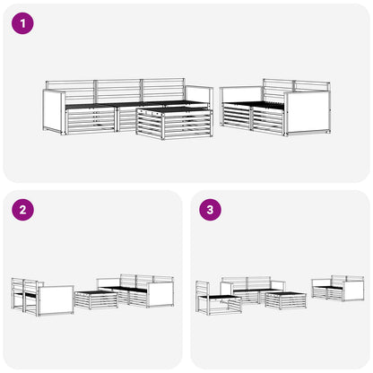 Outdoor Sofa Set 6 pcs Natural Solid Acacia Wood