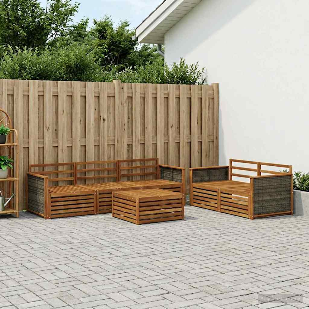 Outdoor Sofa Set 6 pcs Natural Solid Acacia Wood