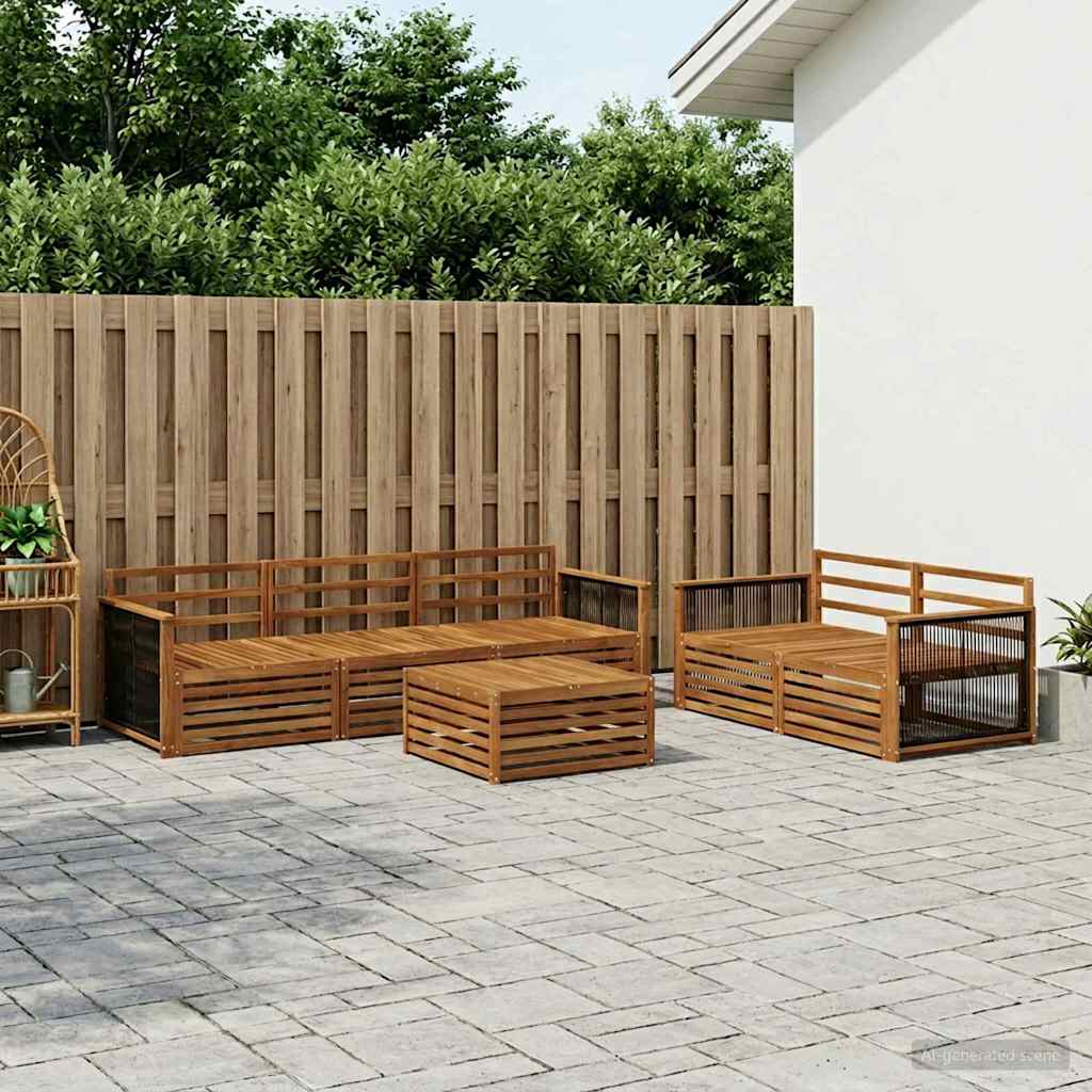 Outdoor Sofa Set 6 pcs Natural Solid Acacia Wood
