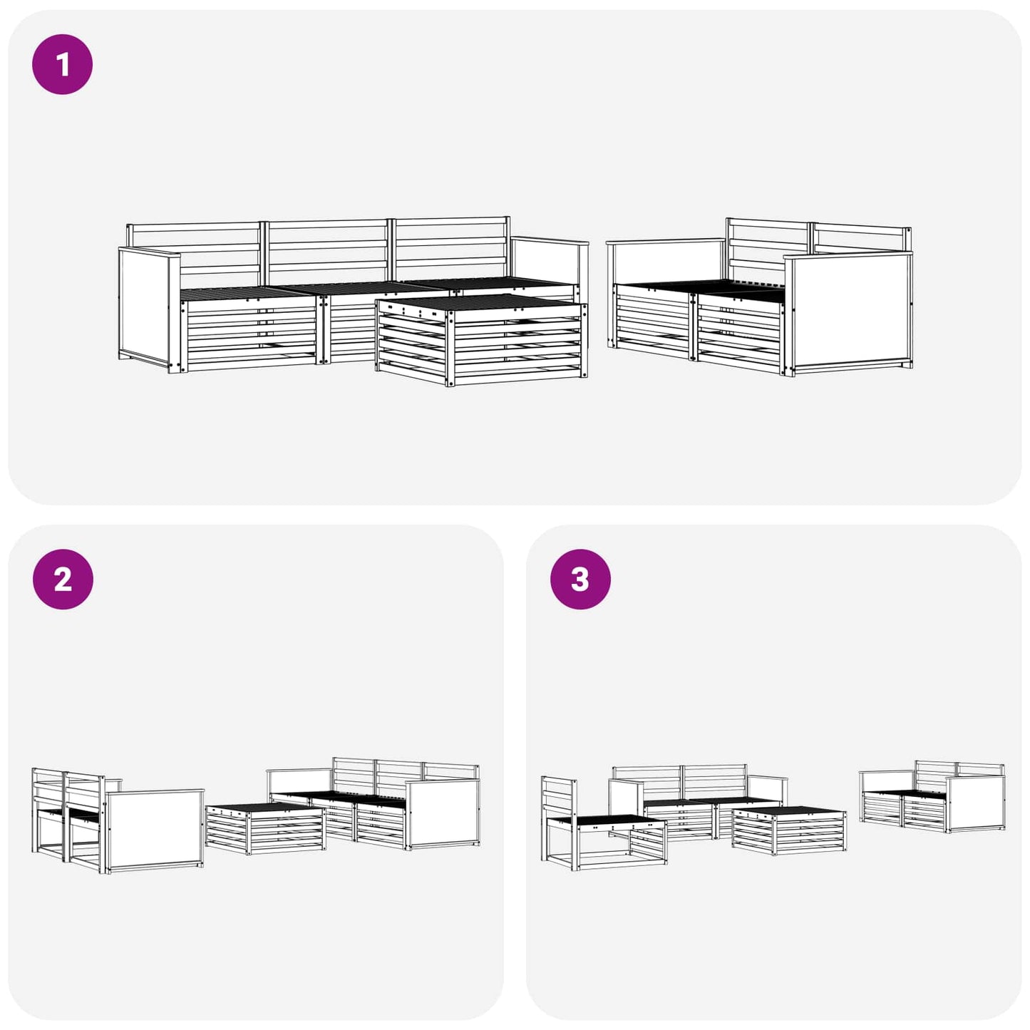 Outdoor Sofa Set 6 pcs Natural Solid Acacia Wood