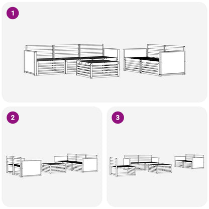 Outdoor Sofa Set 6 pcs Natural Solid Acacia Wood