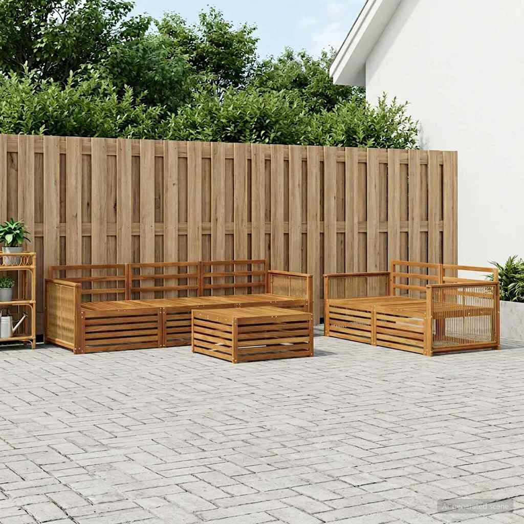 Outdoor Sofa Set 6 pcs Natural Solid Acacia Wood