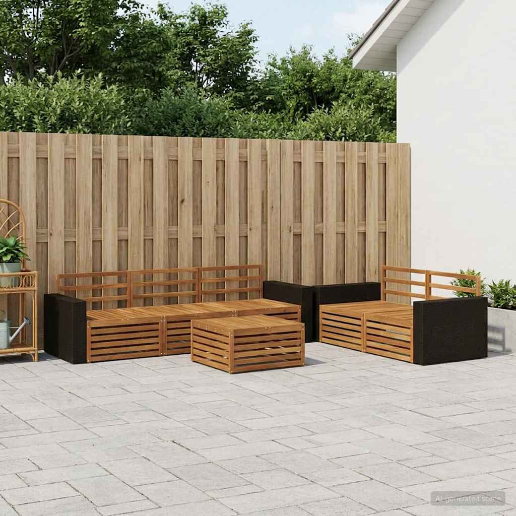 Outdoor Sofa Set 6 pcs Natural Solid Acacia Wood