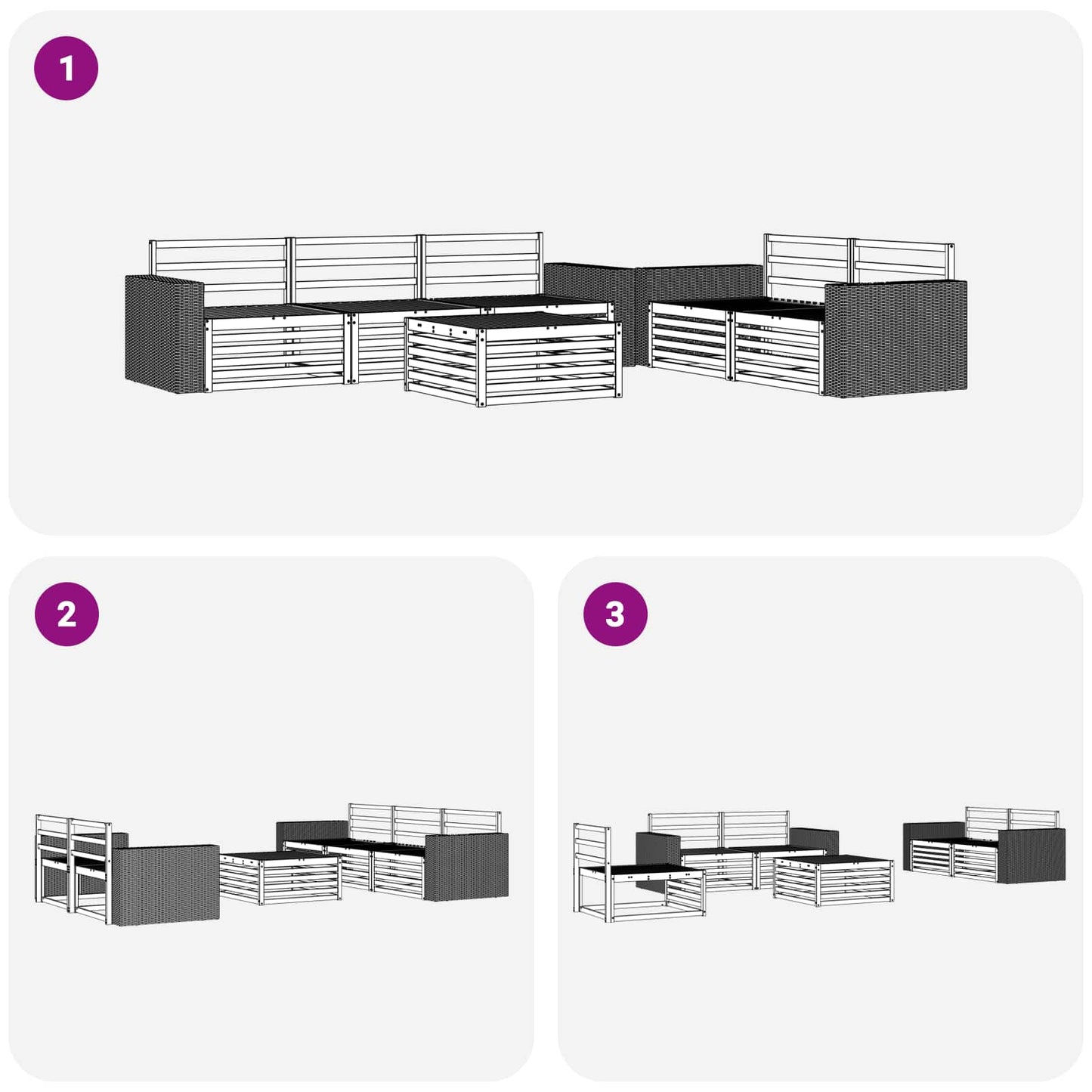 Outdoor Sofa Set 6 pcs Natural Solid Acacia Wood