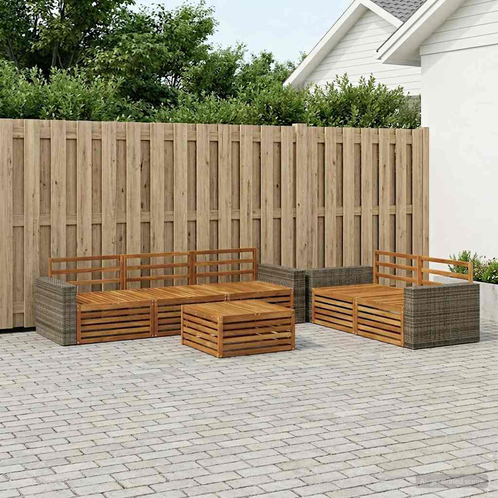 Outdoor Sofa Set 6 pcs Natural Solid Acacia Wood