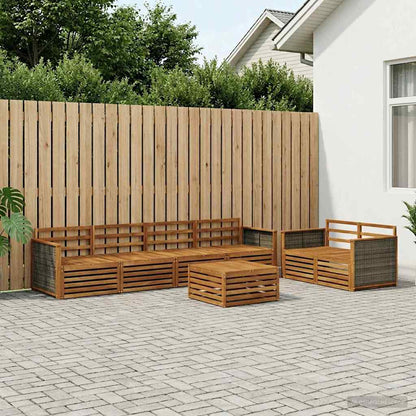Outdoor Sofa Set 7 pcs Natural Solid Acacia Wood
