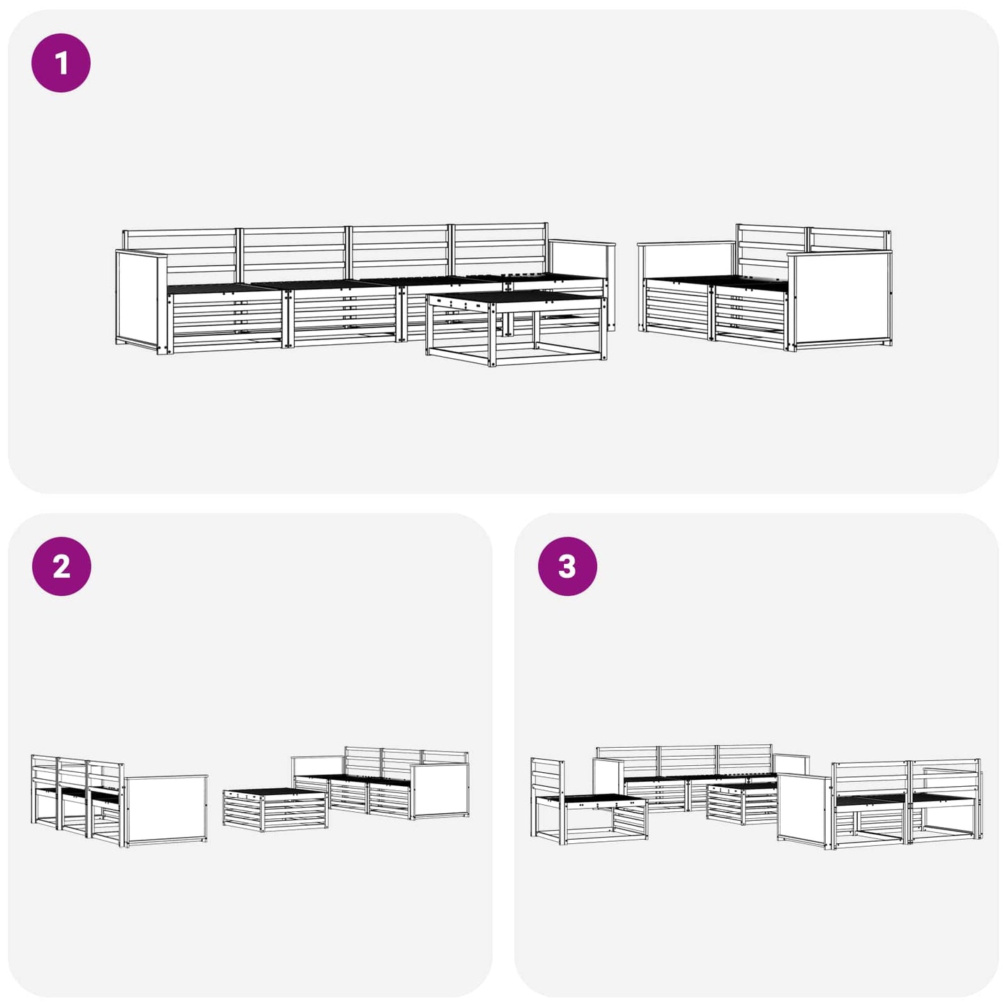 Outdoor Sofa Set 7 pcs Natural Solid Acacia Wood