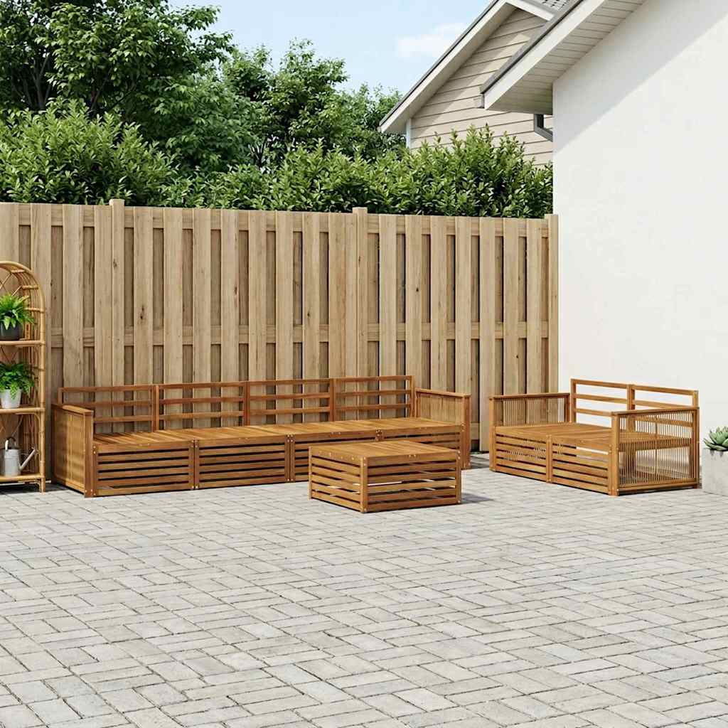 Outdoor Sofa Set 7 pcs Natural Solid Acacia Wood