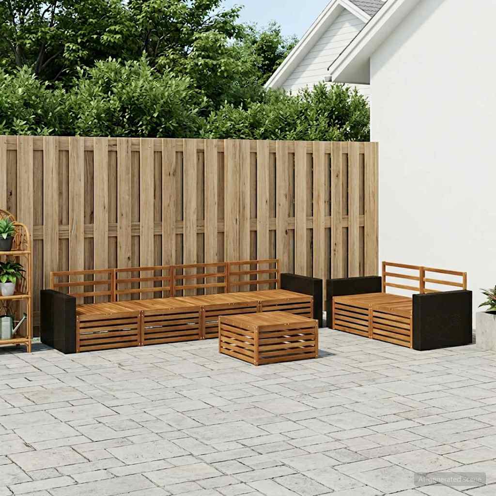 Outdoor Sofa Set 7 pcs Natural Solid Acacia Wood