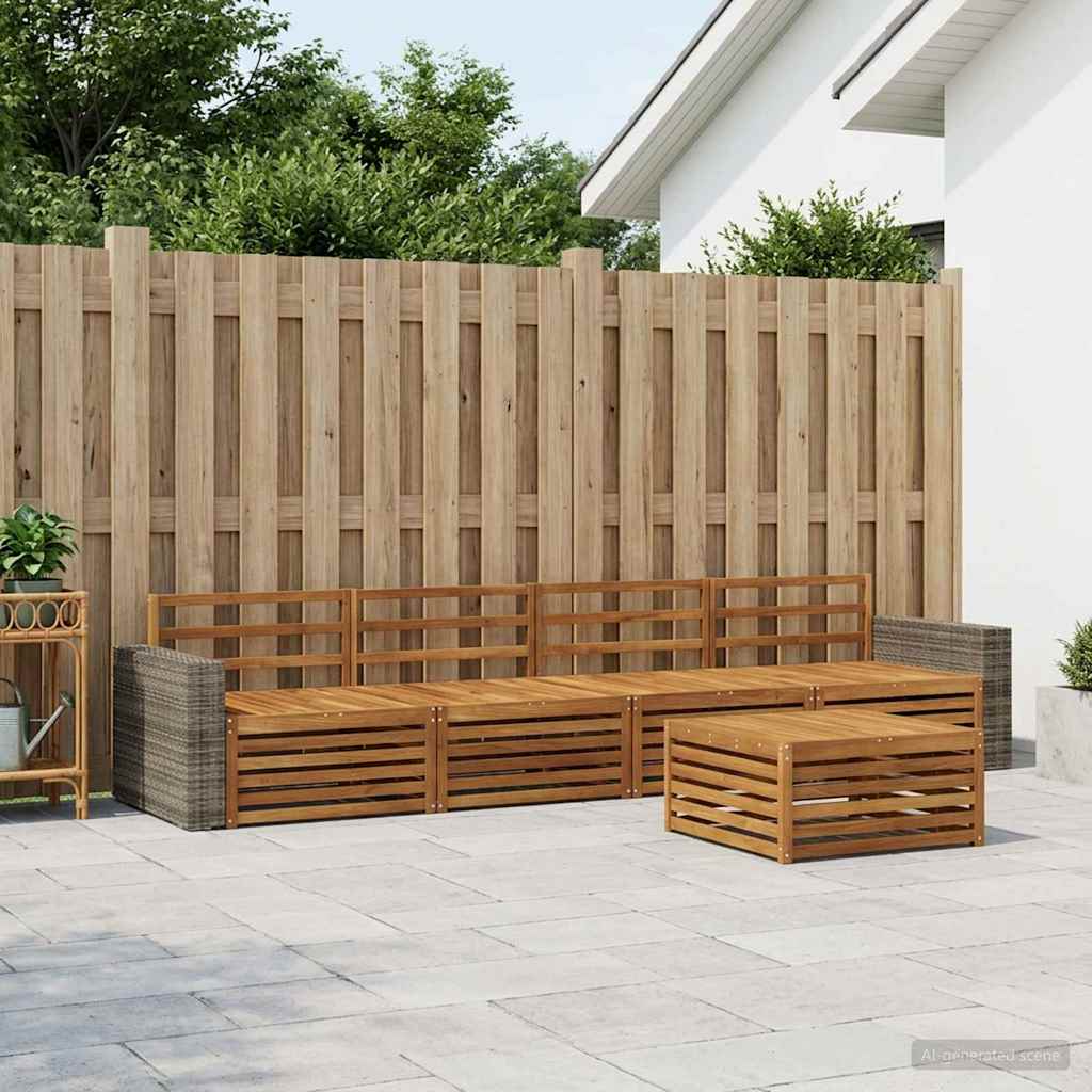 Outdoor Sofa Set 7 pcs Natural Solid Acacia Wood