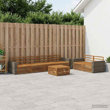 Outdoor Sofa Set 7 pcs Natural Solid Acacia Wood