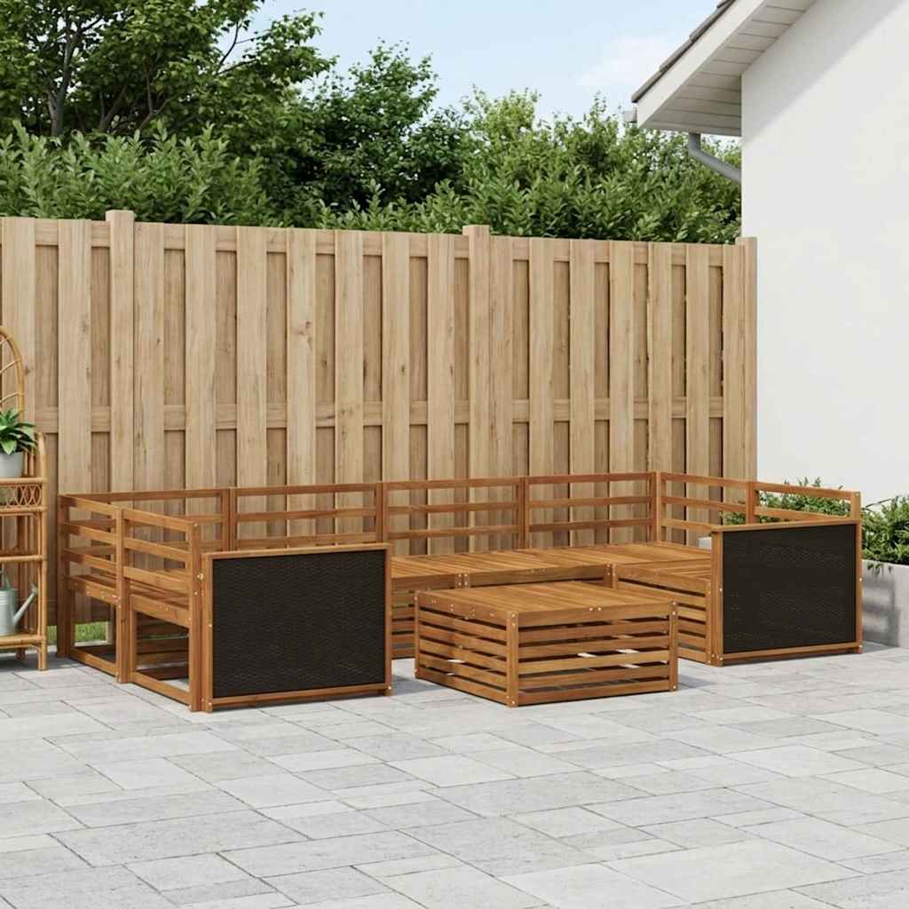 Outdoor Sofa Set 7 pcs Natural Solid Acacia Wood
