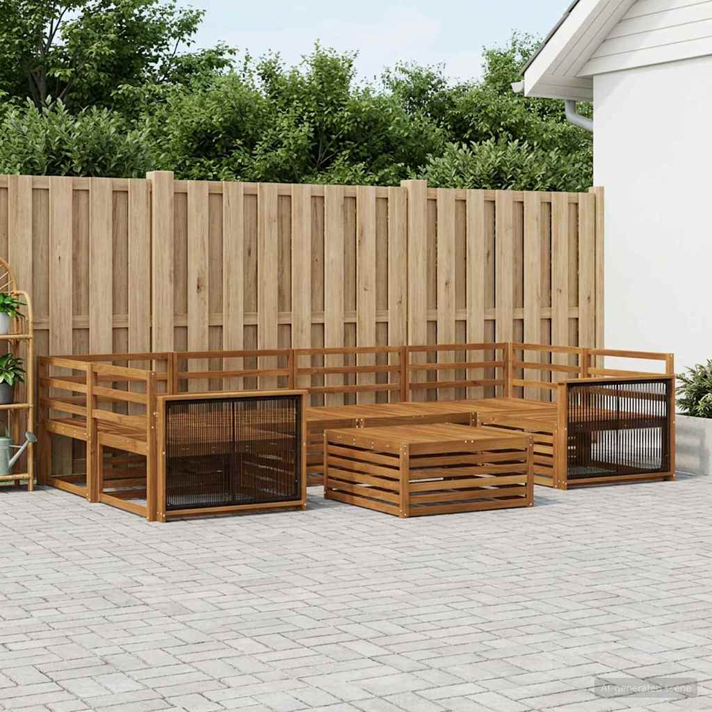 Outdoor Sofa Set 7 pcs Natural Solid Acacia Wood