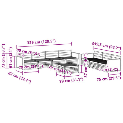 Outdoor Sofa Set 8 pcs Natural 79 x 79 x 37 cm
