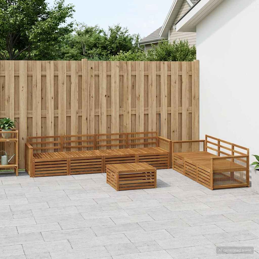 Outdoor Sofa Set 8 pcs Natural Solid Acacia Wood