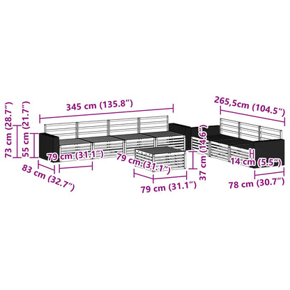 Outdoor Sofa Set 8 pcs Natural 79 x 79 x 37 cm