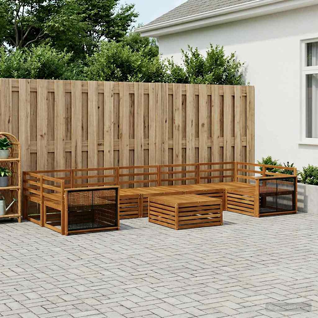 Outdoor Sofa Set 8 pcs Natural Solid Acacia Wood