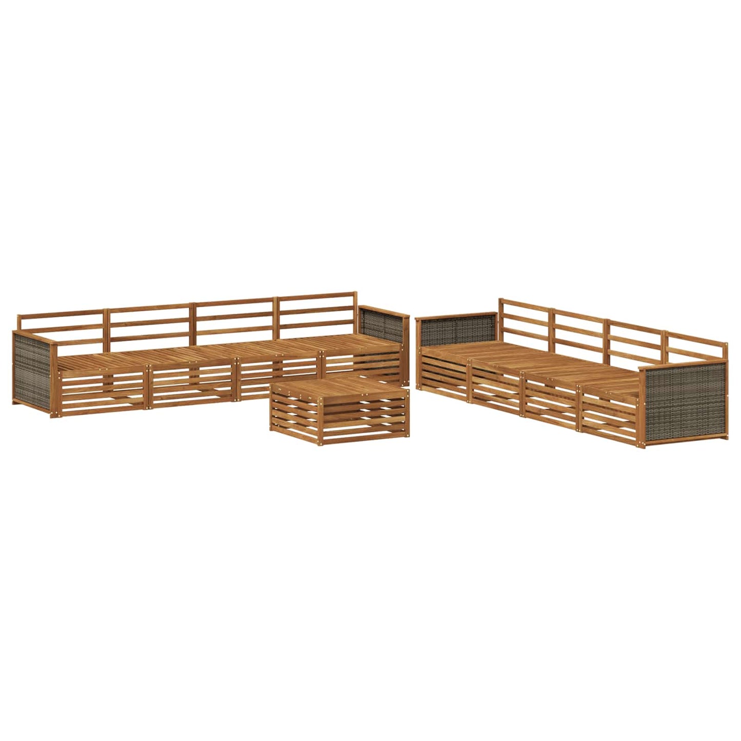 Outdoor Sofa Set 9 pcs Natural Solid Acacia Wood