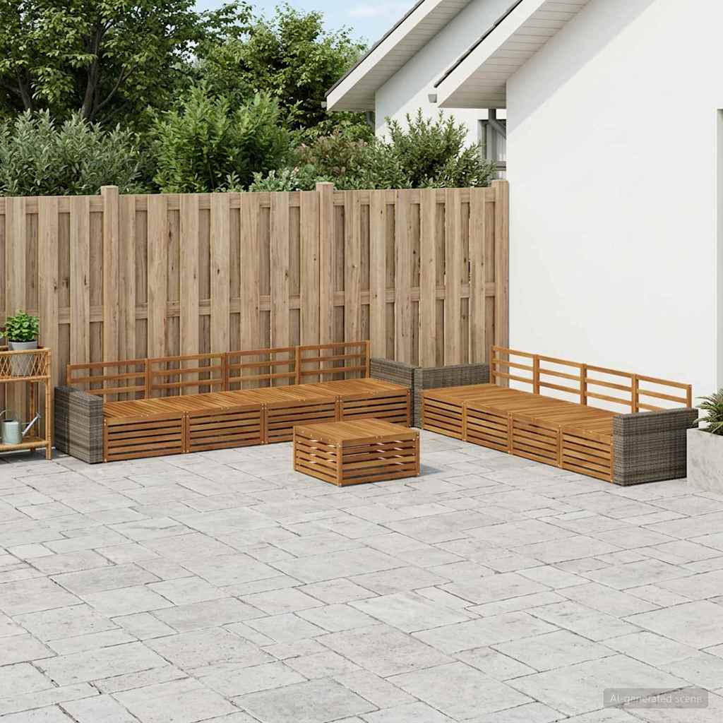 Outdoor Sofa Set 9 pcs Natural Solid Acacia wood