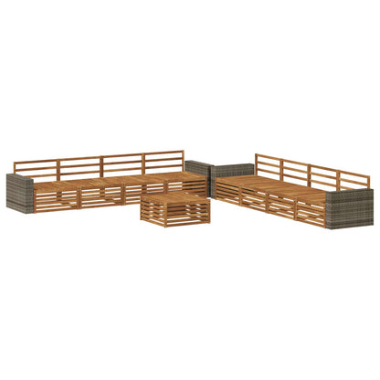 Outdoor Sofa Set 9 pcs Natural Solid Acacia wood
