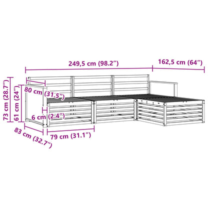 Outdoor Sofa Set 4 pcs Natural Solid Acacia Wood