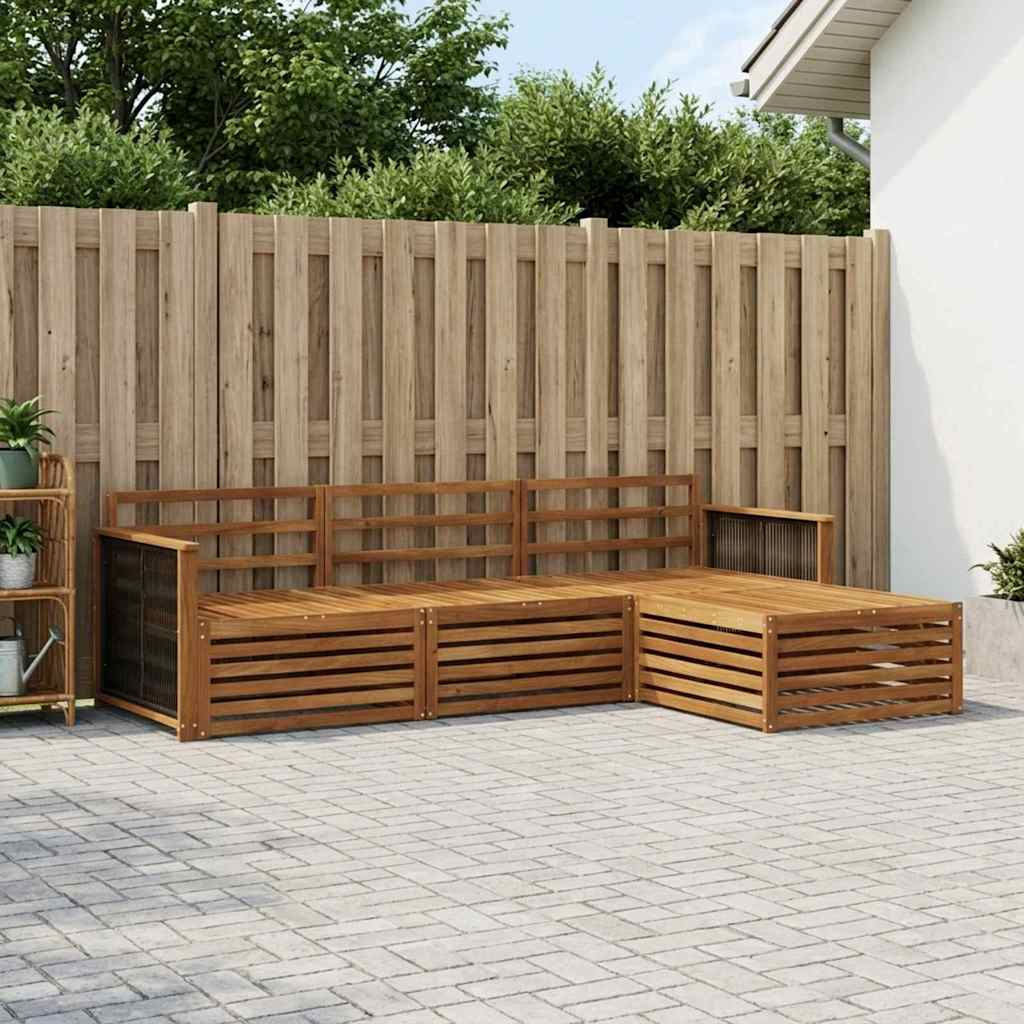 Outdoor Sofa Set 4 pcs Natural Solid Acacia Wood