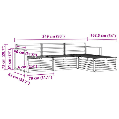 Outdoor Sofa Set Natural 249 x 162.5 x 73 cm Solid Acacia Wood