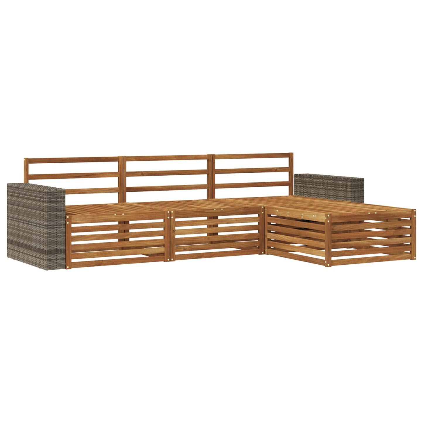 Outdoor Sofa Set 4 pcs Natural Solid Acacia Wood