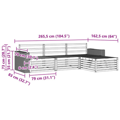Outdoor Sofa Set 4 pcs Natural Solid Acacia Wood
