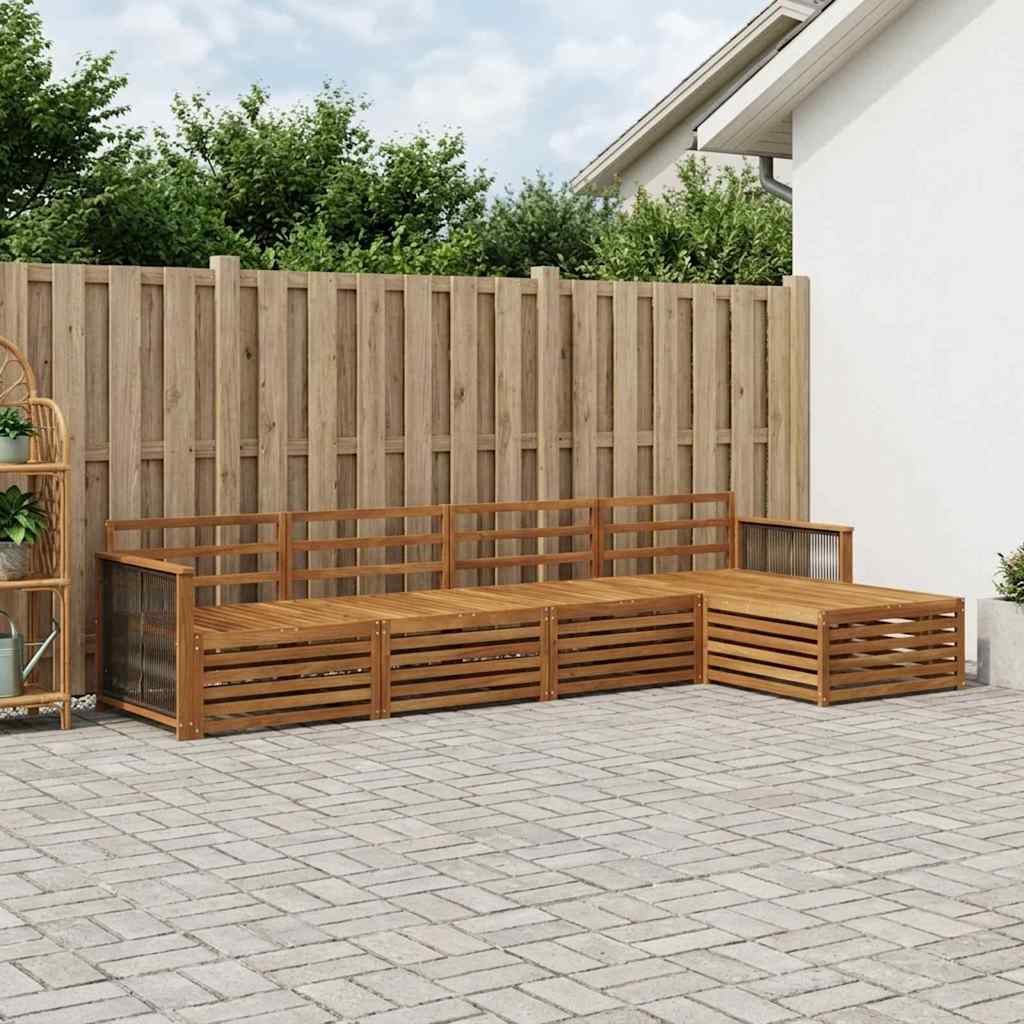 Outdoor Sofa Set 5 pcs Natural Solid Acacia Wood