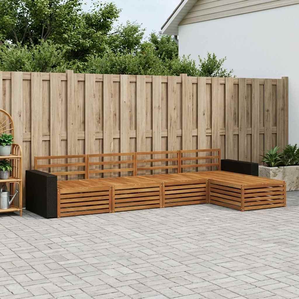 Outdoor Sofa Set 5 pcs Natural Solid Acacia Wood