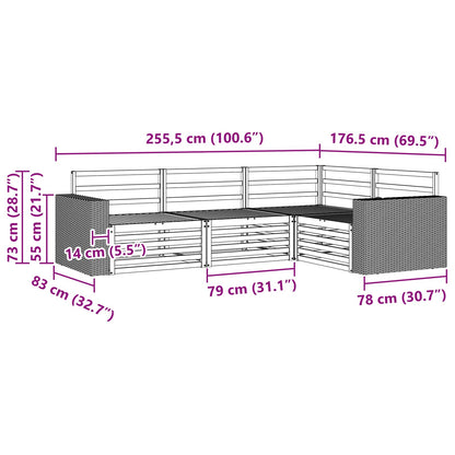 Outdoor Sofa Set 4 pcs Natural 255.5 x 176.5 x 73 cm