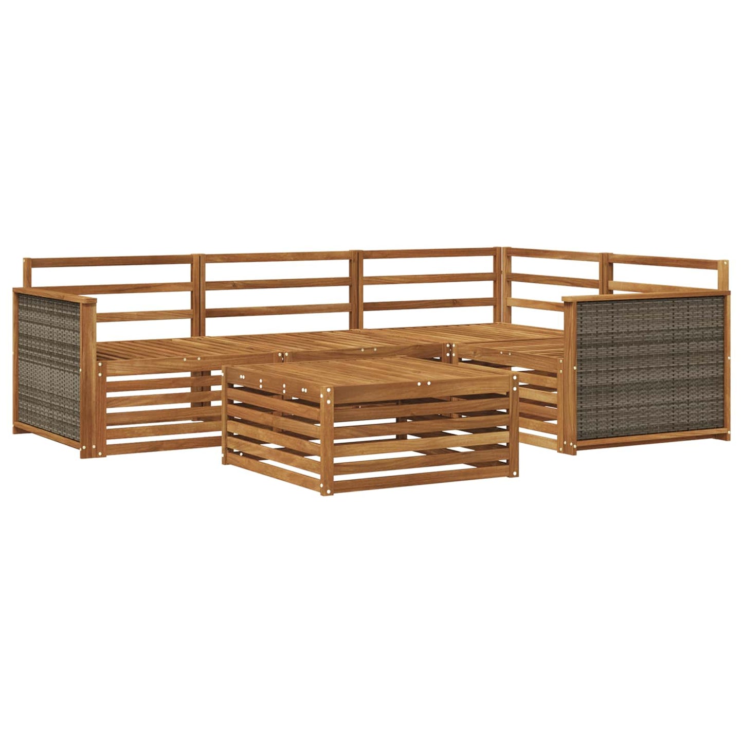 Outdoor Sofa Set 5 pcs Natural Solid Acacia Wood