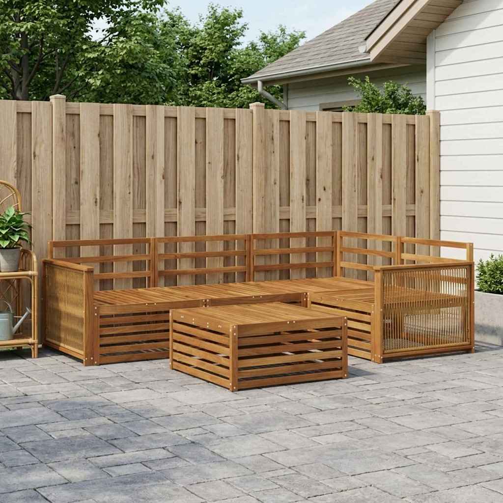 Outdoor Sofa Set 5 pcs Natural Solid Acacia Wood